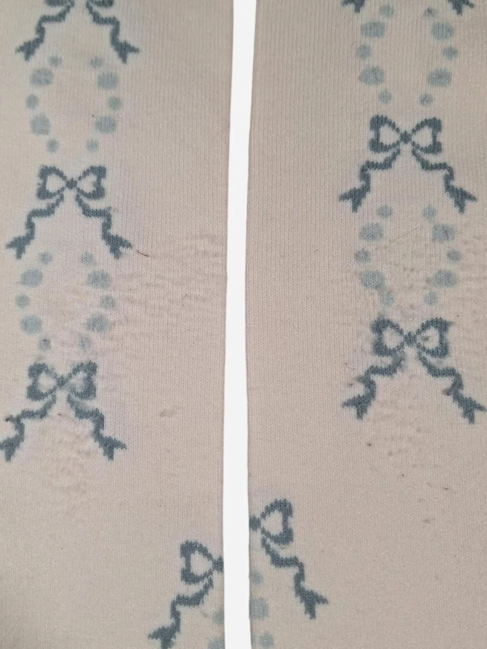 Innocent World Ivory Blue Bow & Dot Garland OTK Socks | Classic Lolita